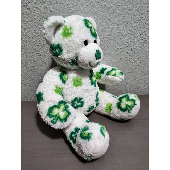 Build A Bear St Patrick’s Day Shamrock Clover Green White Teddy Bear Plush - Picture 12 of 13